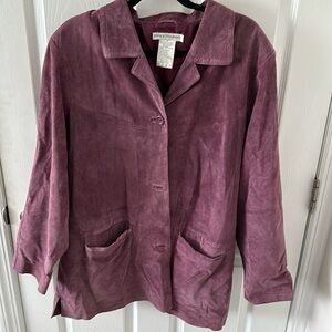 Jessica Holbrook 100% suede leather plum jacket new without tags.